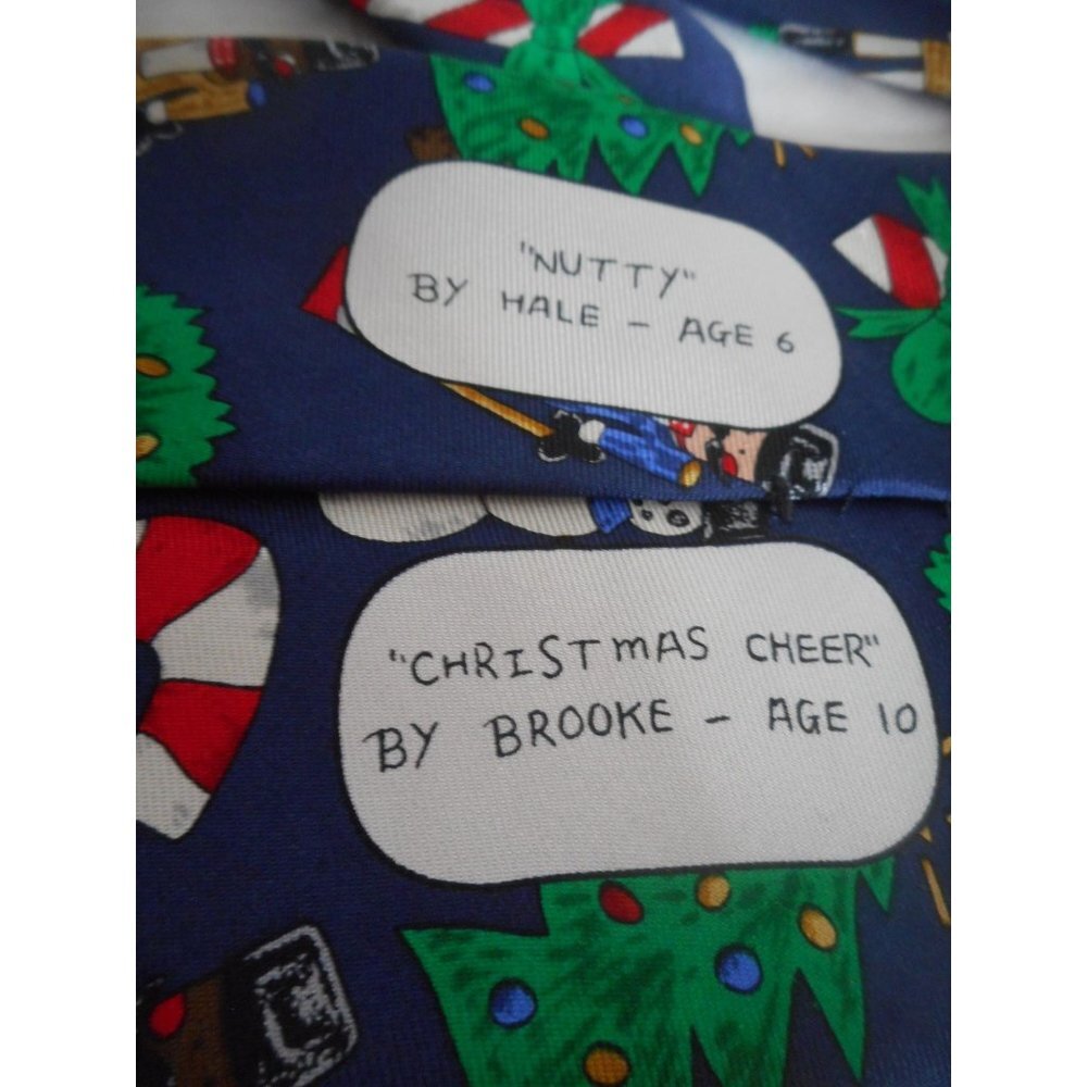 Silk Holiday Christmas Tie Blue snowman nutcracker Wreath X-mas Tree Candy Cane - Picture 5 of 5